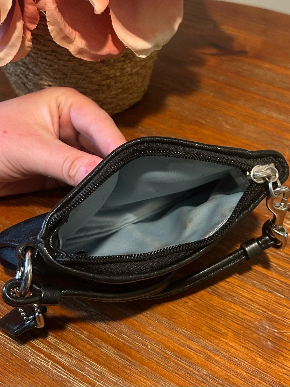 COACH Black Satin Wristlet Wallet